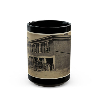 Union Soldiers Pull A Fire Engine From A Garage Designated Petersburg Artillery (U.S. Civil War) Black Coffee Mug-15oz-The Sticker Space