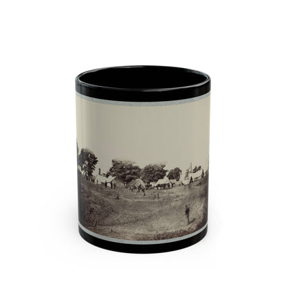 Union Soldiers Stand In Front Of Their Camp (U.S. Civil War) Black Coffee Mug-11oz-The Sticker Space