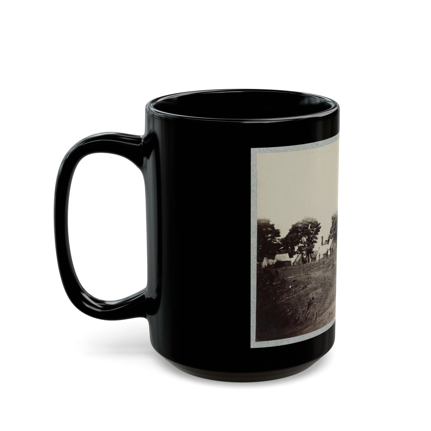 Union Soldiers Stand In Front Of Their Camp (U.S. Civil War) Black Coffee Mug-The Sticker Space