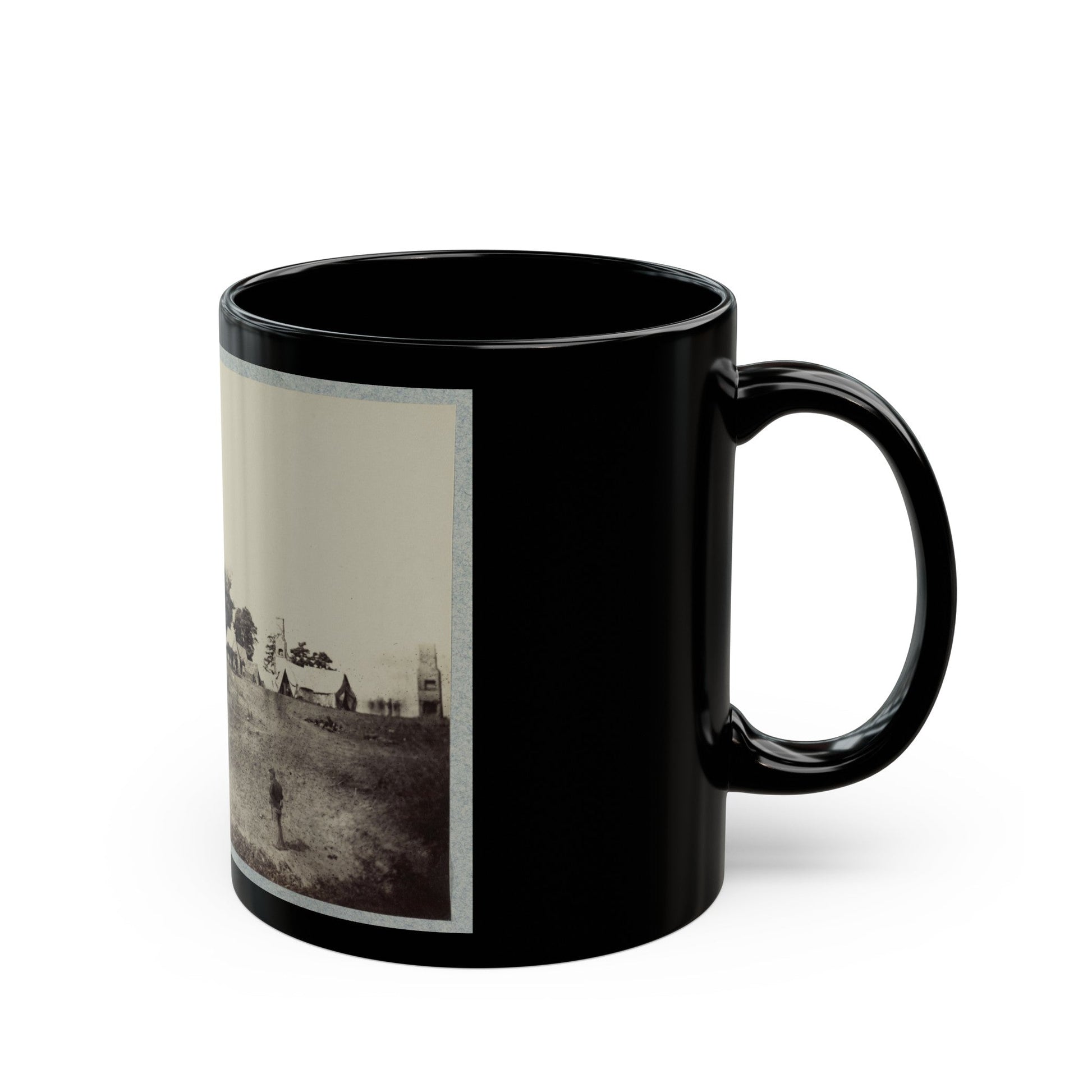 Union Soldiers Stand In Front Of Their Camp (U.S. Civil War) Black Coffee Mug-The Sticker Space