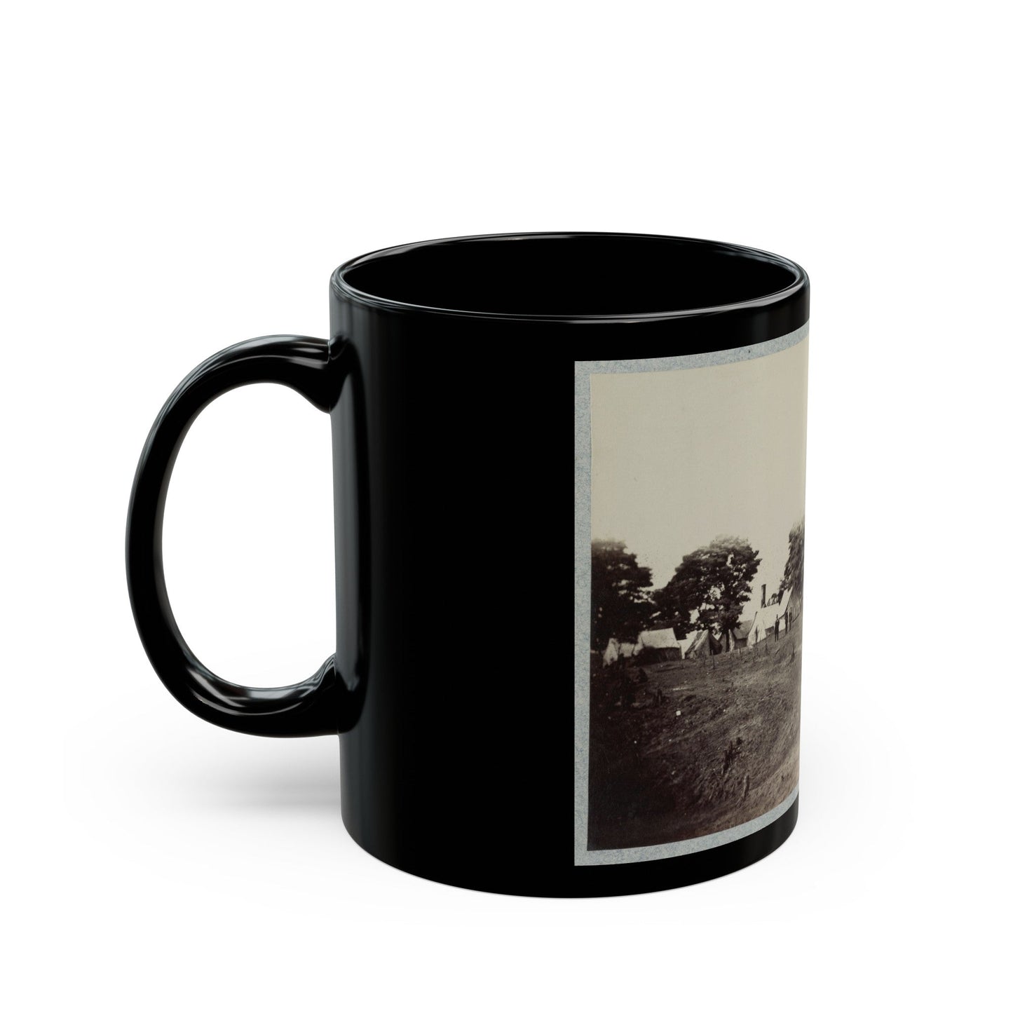 Union Soldiers Stand In Front Of Their Camp (U.S. Civil War) Black Coffee Mug-The Sticker Space