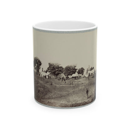 Union Soldiers Stand In Front Of Their Camp (U.S. Civil War) White Coffee Mug-11oz-The Sticker Space