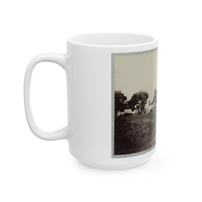 Union Soldiers Stand In Front Of Their Camp (U.S. Civil War) White Coffee Mug-The Sticker Space