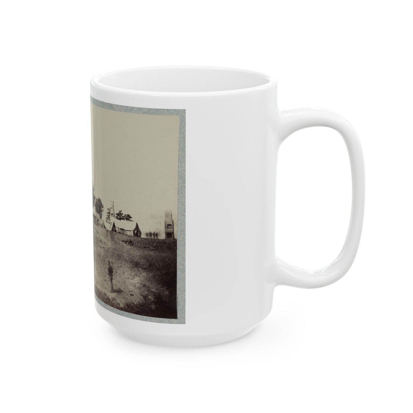 Union Soldiers Stand In Front Of Their Camp (U.S. Civil War) White Coffee Mug-The Sticker Space