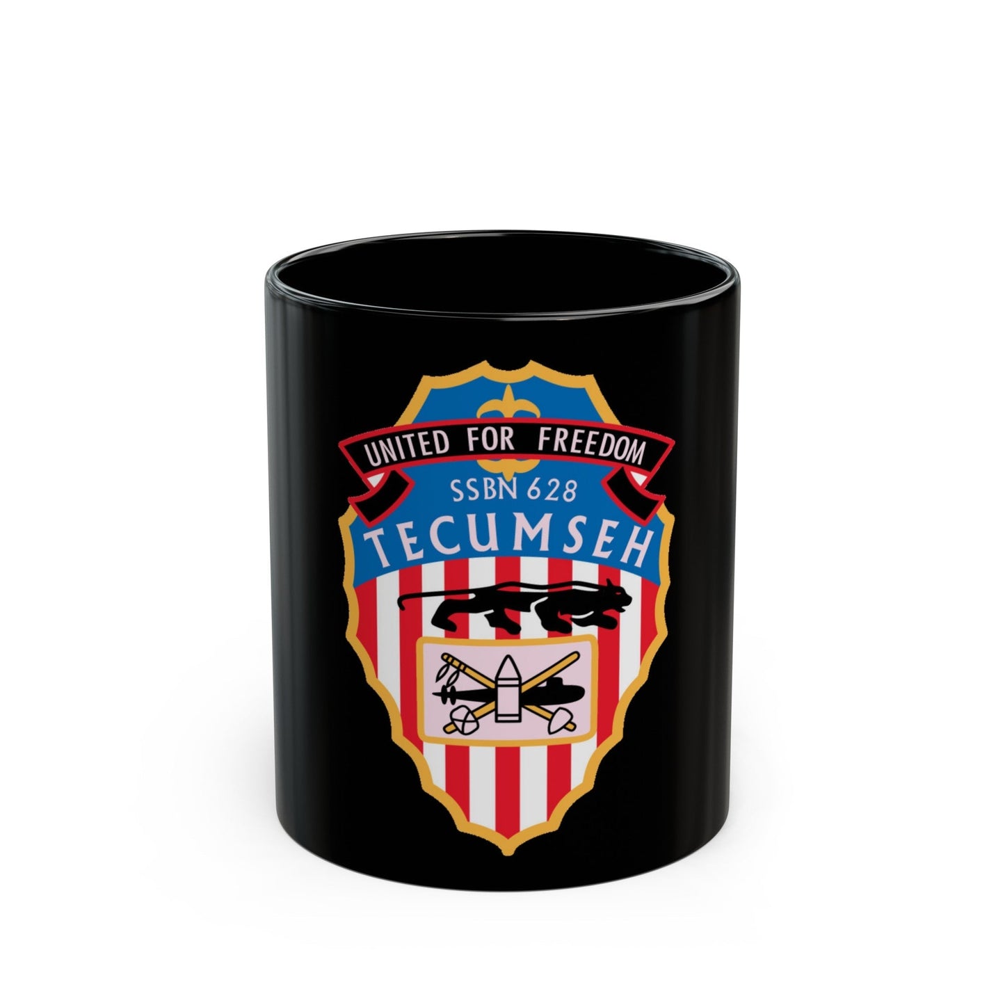 United For Freedom SSBN 262 Tecumseh (U.S. Navy) Black Coffee Mug-11oz-The Sticker Space