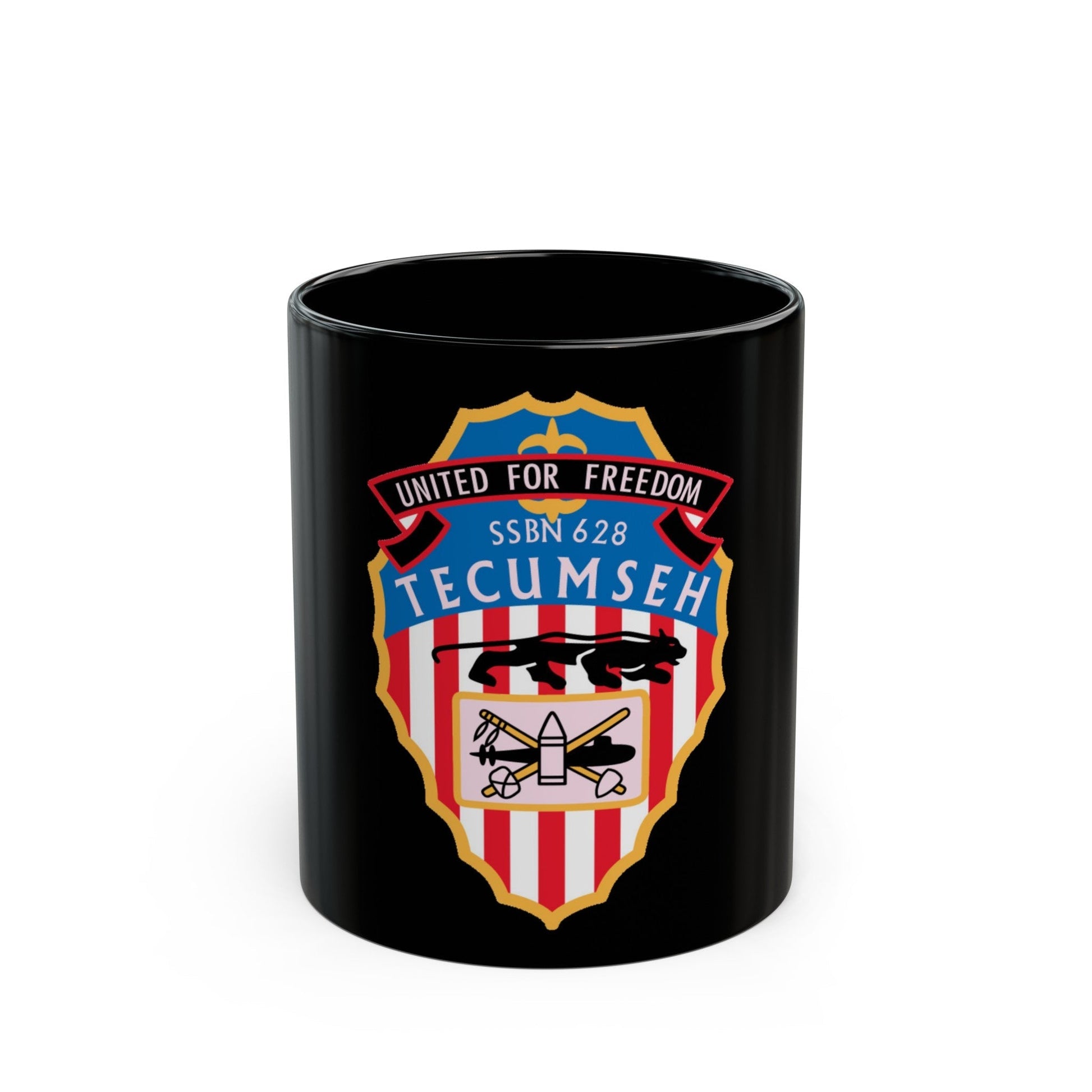 United For Freedom SSBN 262 Tecumseh (U.S. Navy) Black Coffee Mug-11oz-The Sticker Space