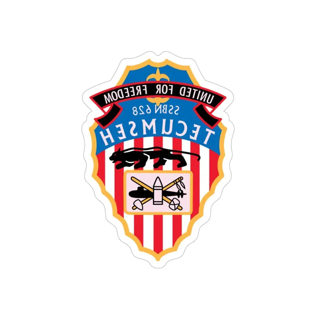 United For Freedom SSBN 262 Tecumseh (U.S. Navy) REVERSE PRINT Transparent Die-Cut STICKER 4 Inch Die-Cut Transparent - The Sticker Space