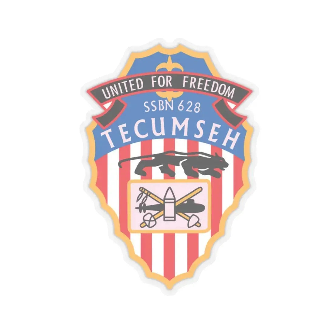 United For Freedom SSBN 262 Tecumseh (U.S. Navy) STICKER Vinyl Kiss-Cut Decal 6 Inch Transparent - The Sticker Space