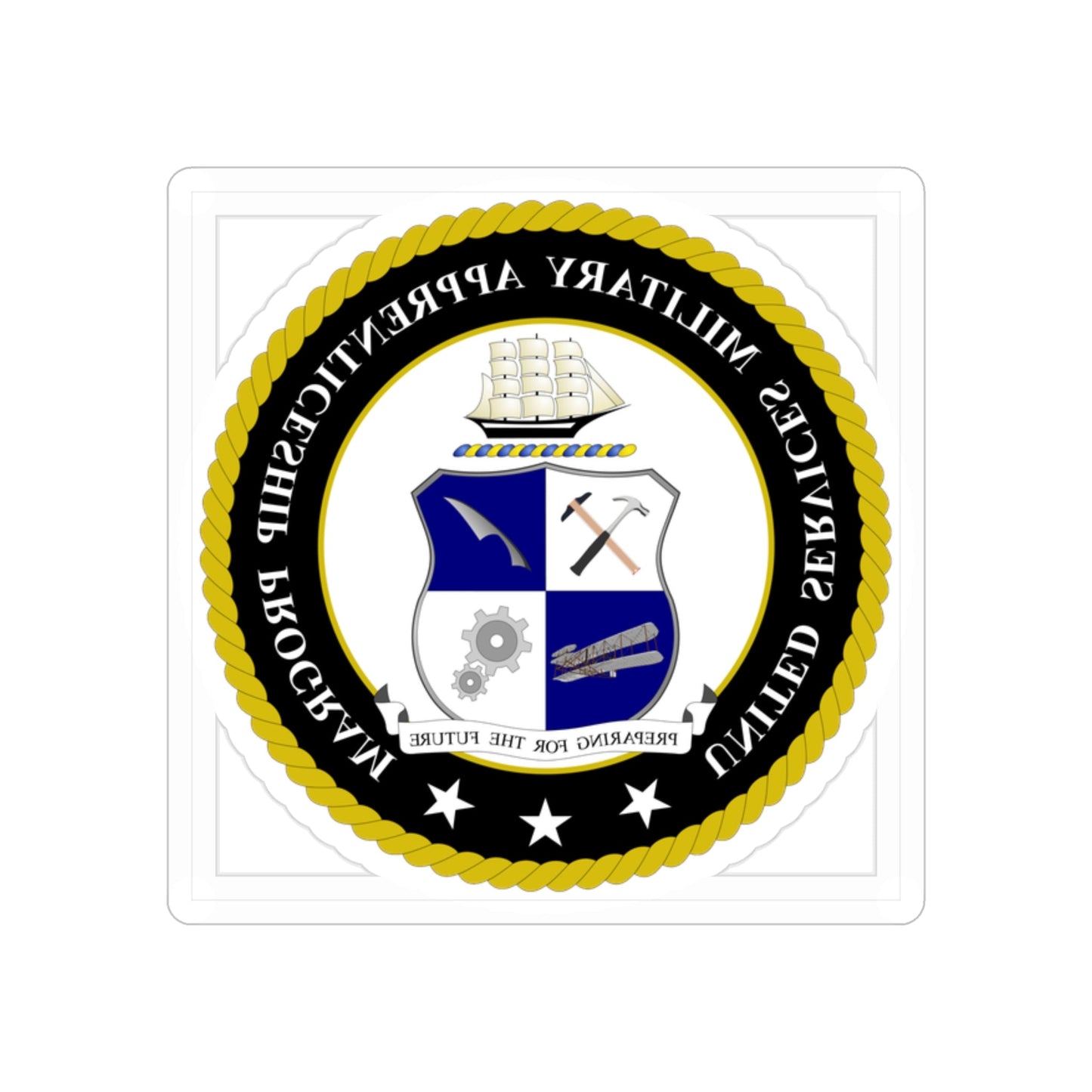 United Services Military Apprenticeship Program USMAP (U.S. Navy) REVERSE PRINT Transparent STICKER-2" × 2"-The Sticker Space