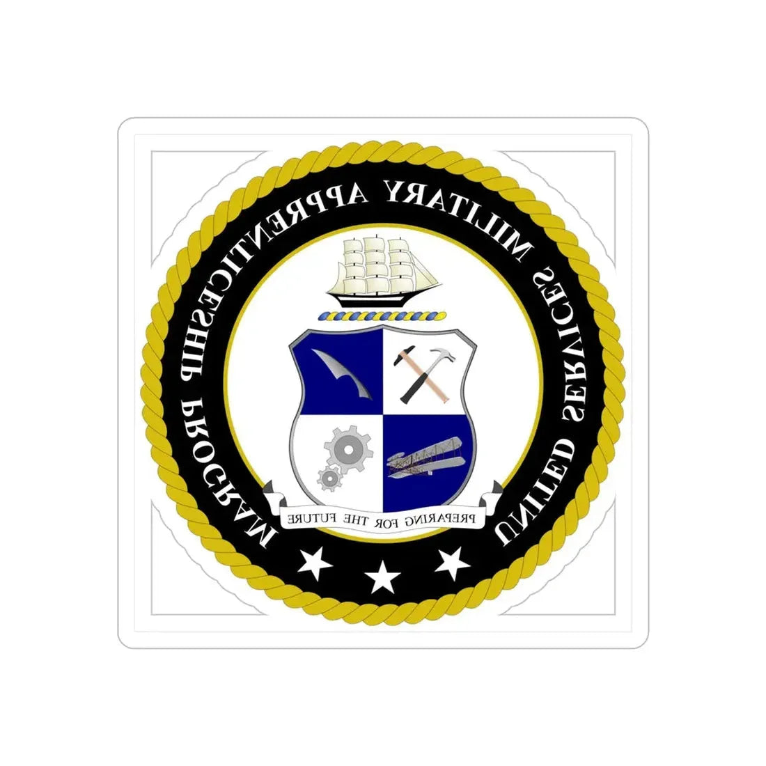 United Services Military Apprenticeship Program USMAP (U.S. Navy) REVERSE PRINT Transparent Die-Cut STICKER 5 Inch Die-Cut Transparent - The Sticker Space