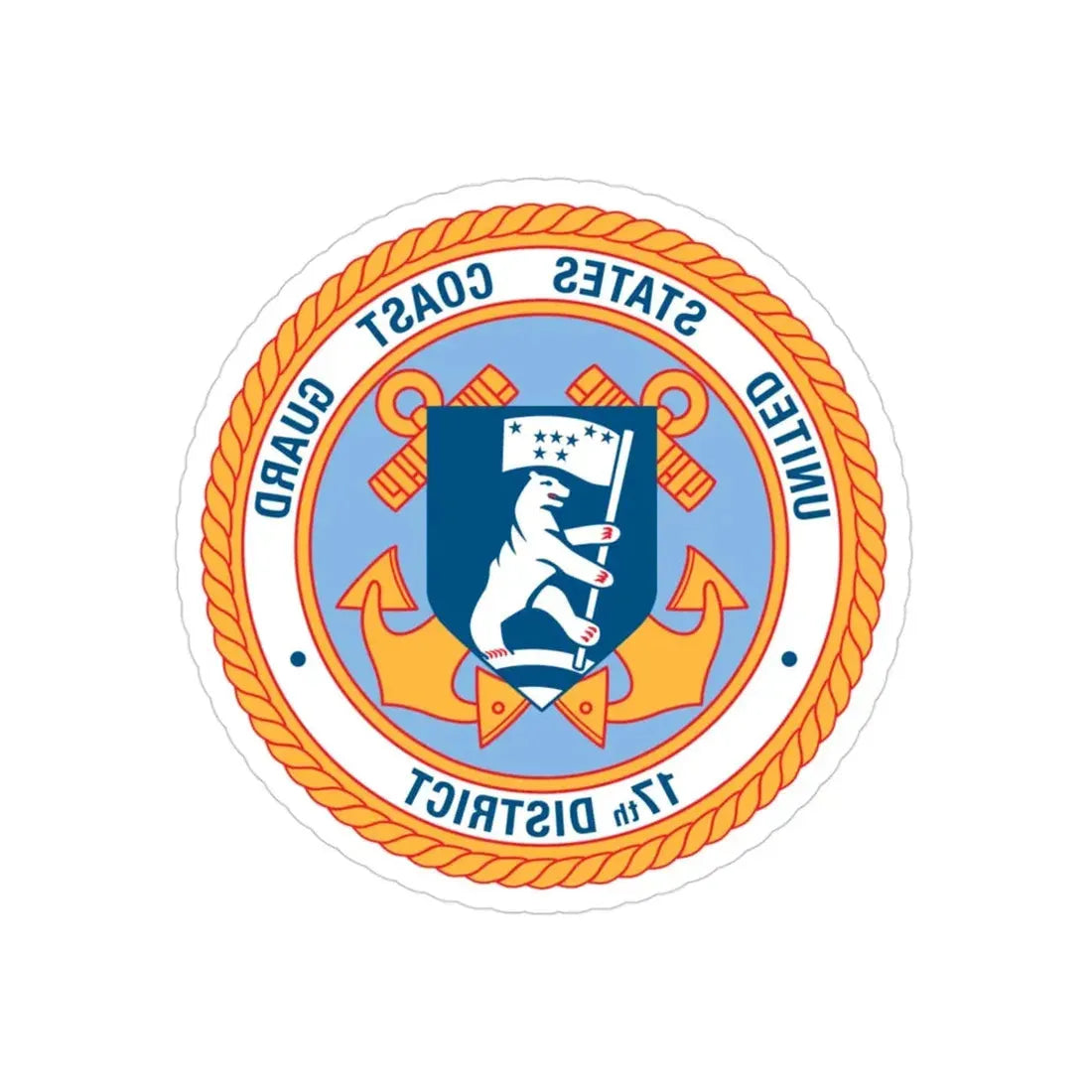 United States Coast Guard 17th District (U.S. Coast Guard) REVERSE PRINT Transparent Die-Cut STICKER 3 Inch Die-Cut Transparent - The Sticker Space