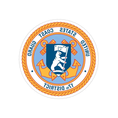 United States Coast Guard 17th District (U.S. Coast Guard) REVERSE PRINT Transparent Die-Cut STICKER 4 Inch Die-Cut Transparent - The Sticker Space