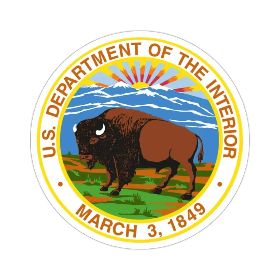 United States Department of the Interior STICKER Vinyl Die-Cut Decal 2 Inch - The Sticker Space