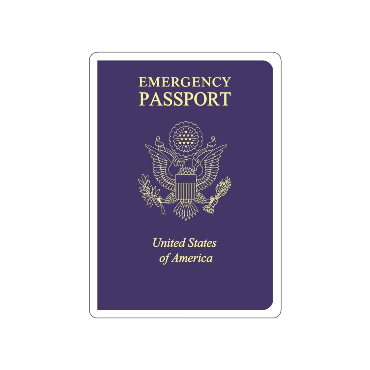 United States Emergency Passport STICKER Vinyl Die-Cut Decal-White-The Sticker Space