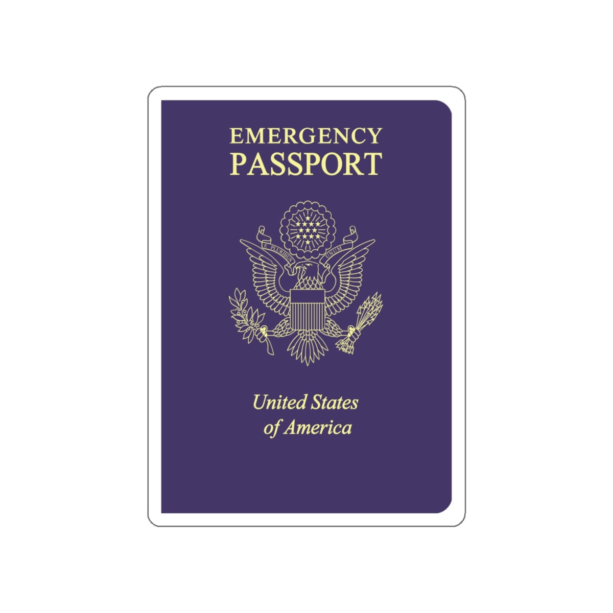 United States Emergency Passport STICKER Vinyl Die-Cut Decal-White-The Sticker Space