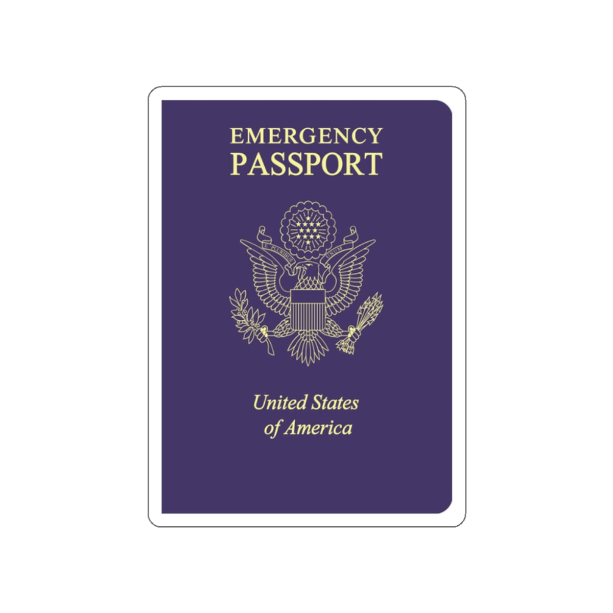 United States Emergency Passport STICKER Vinyl Die-Cut Decal-White-The Sticker Space