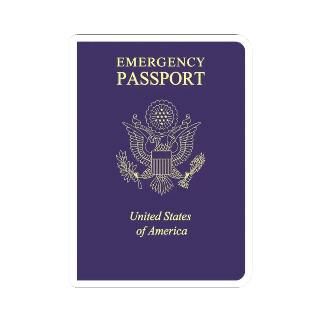 United States Emergency Passport - STICKER Vinyl Kiss-Cut Decal 2 Inch White - The Sticker Space