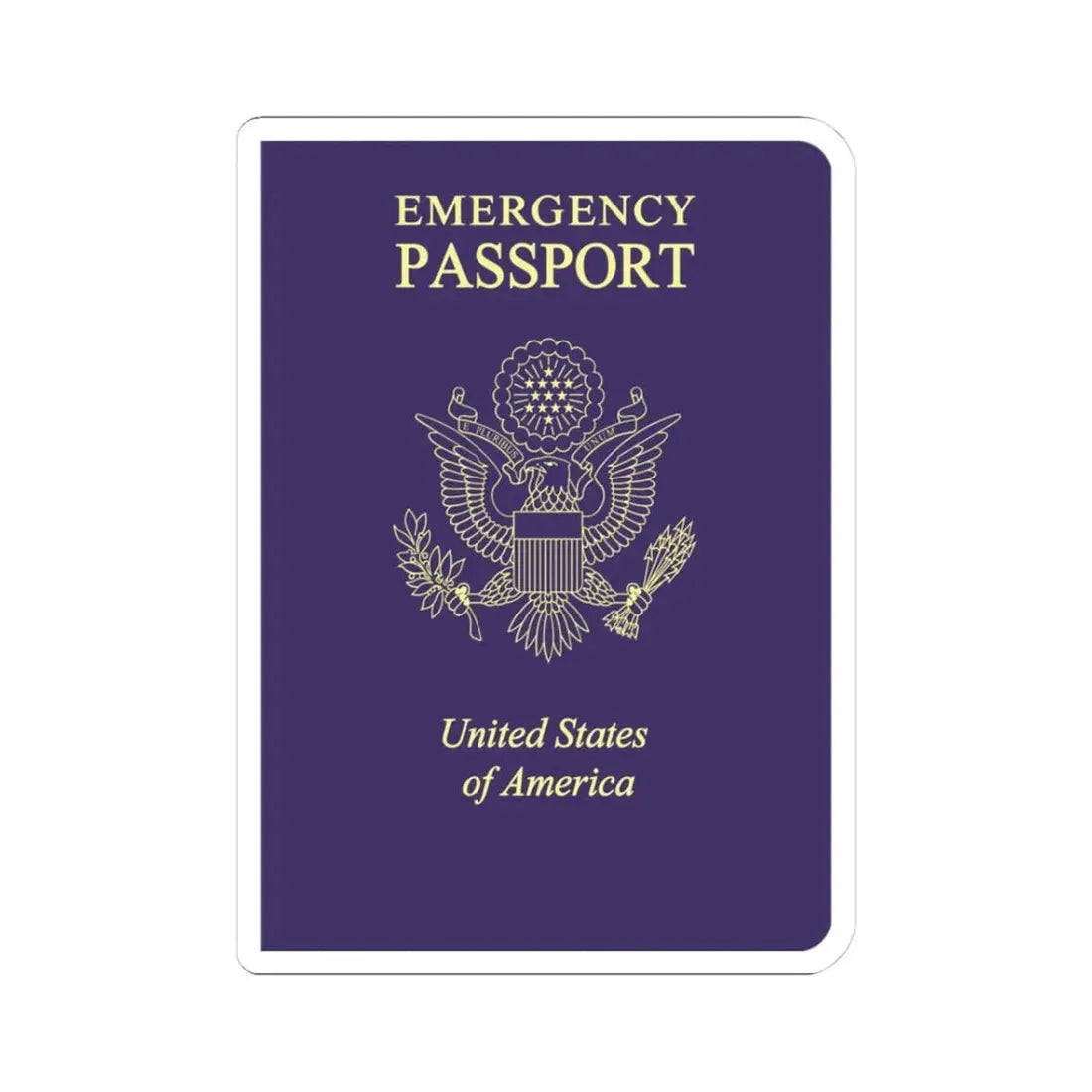 United States Emergency Passport - STICKER Vinyl Kiss-Cut Decal 3 Inch White - The Sticker Space