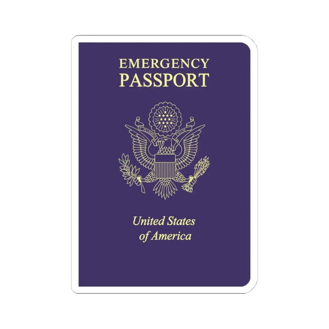 United States Emergency Passport - STICKER Vinyl Kiss-Cut Decal 4 Inch White - The Sticker Space