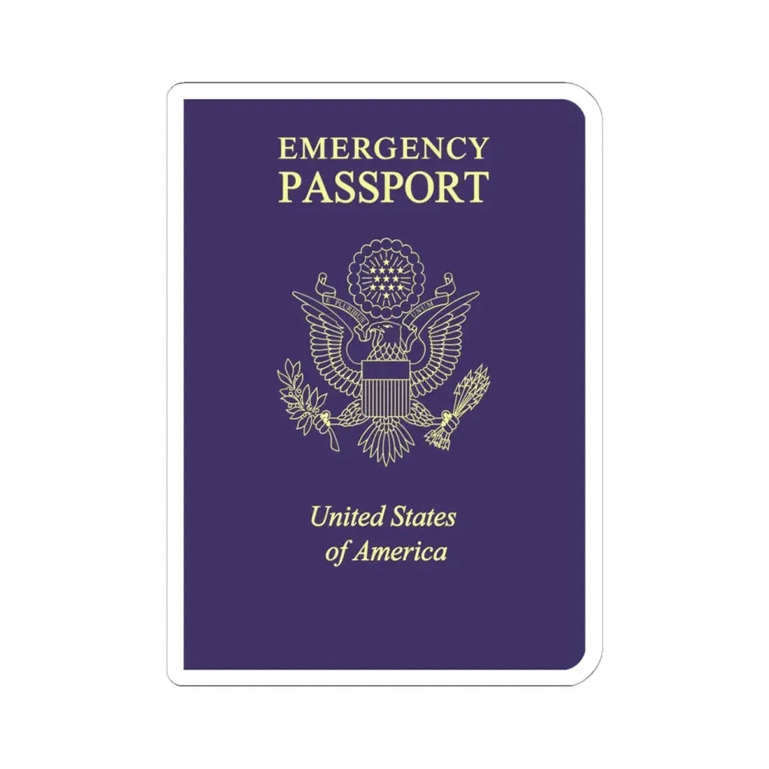 United States Emergency Passport - STICKER Vinyl Kiss-Cut Decal 6 Inch White - The Sticker Space