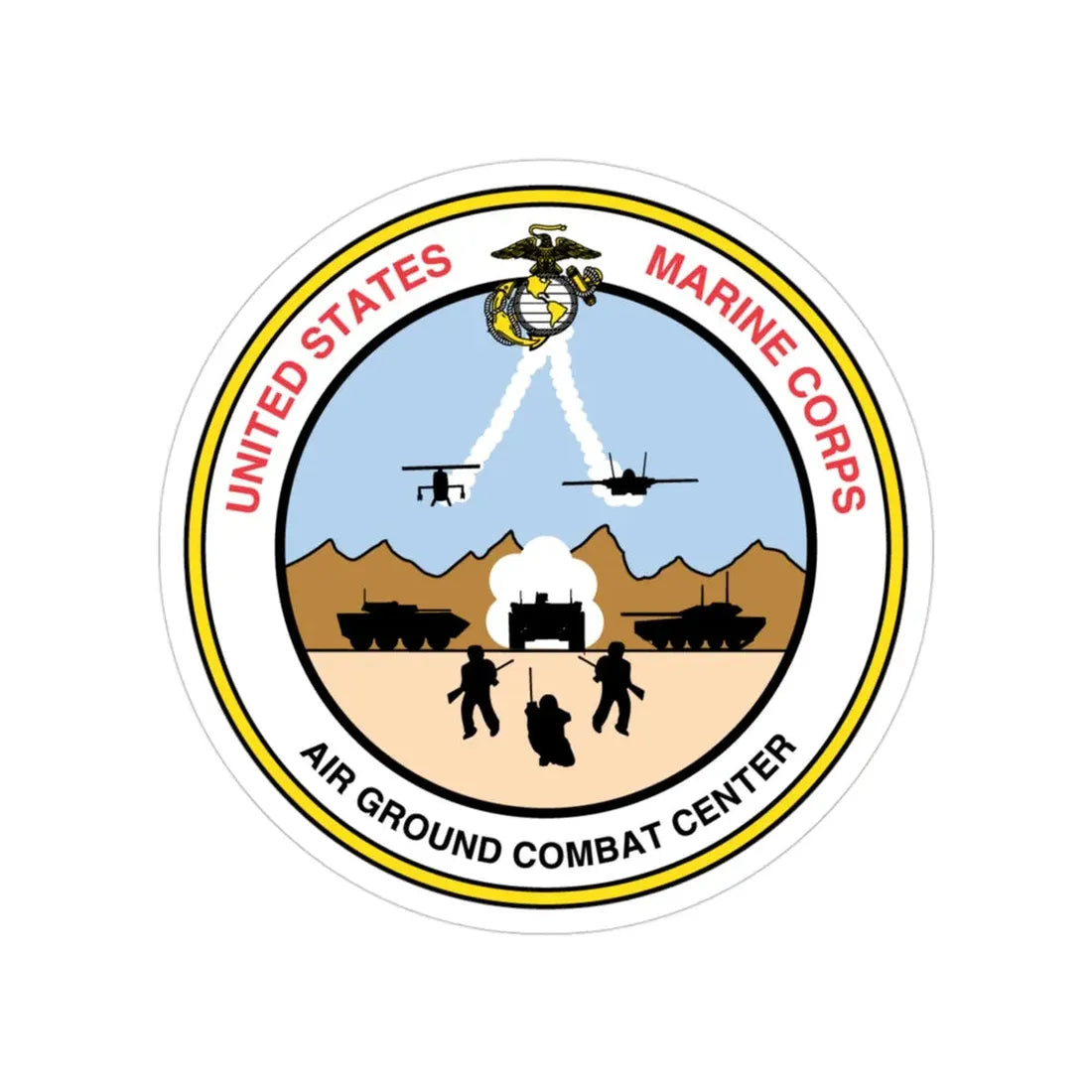United States Marine Corps Air Ground Combat Center (USMC) Transparent STICKER Die-Cut Vinyl Decal 3 Inch - The Sticker Space