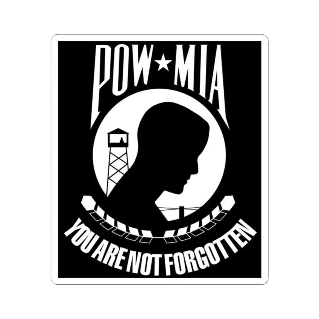 United States POW-MIA flag cropped (United States) STICKER Vinyl Kiss-Cut Decal 2 Inch White - The Sticker Space