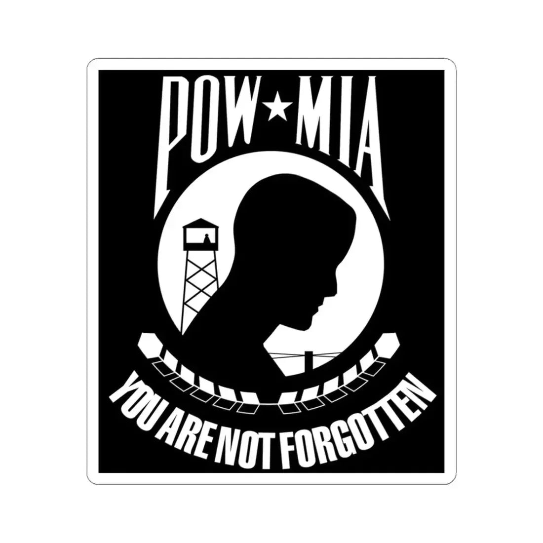 United States POW-MIA flag cropped (United States) STICKER Vinyl Kiss-Cut Decal 3 Inch White - The Sticker Space