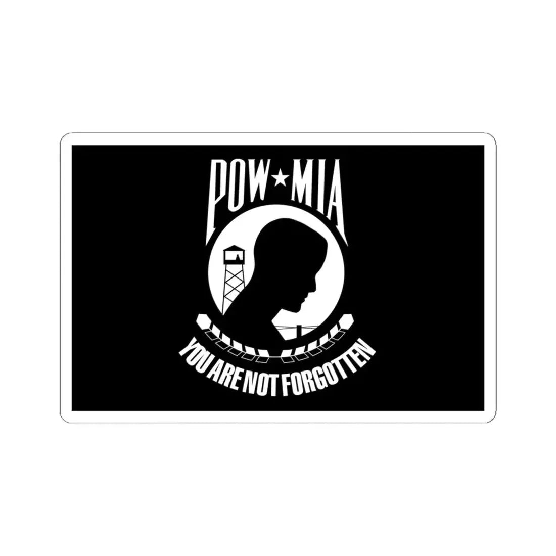 United States POW-MIA flag (United States) STICKER Vinyl Kiss-Cut Decal 4 Inch White - The Sticker Space
