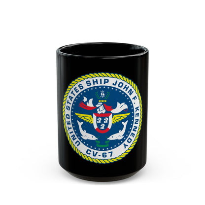 United States Ship John F Kennedy CV 67 (U.S. Navy) Black Coffee Mug-15oz-The Sticker Space