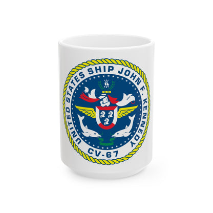 United States Ship John F Kennedy CV 67 (U.S. Navy) White Coffee Mug-15oz-The Sticker Space