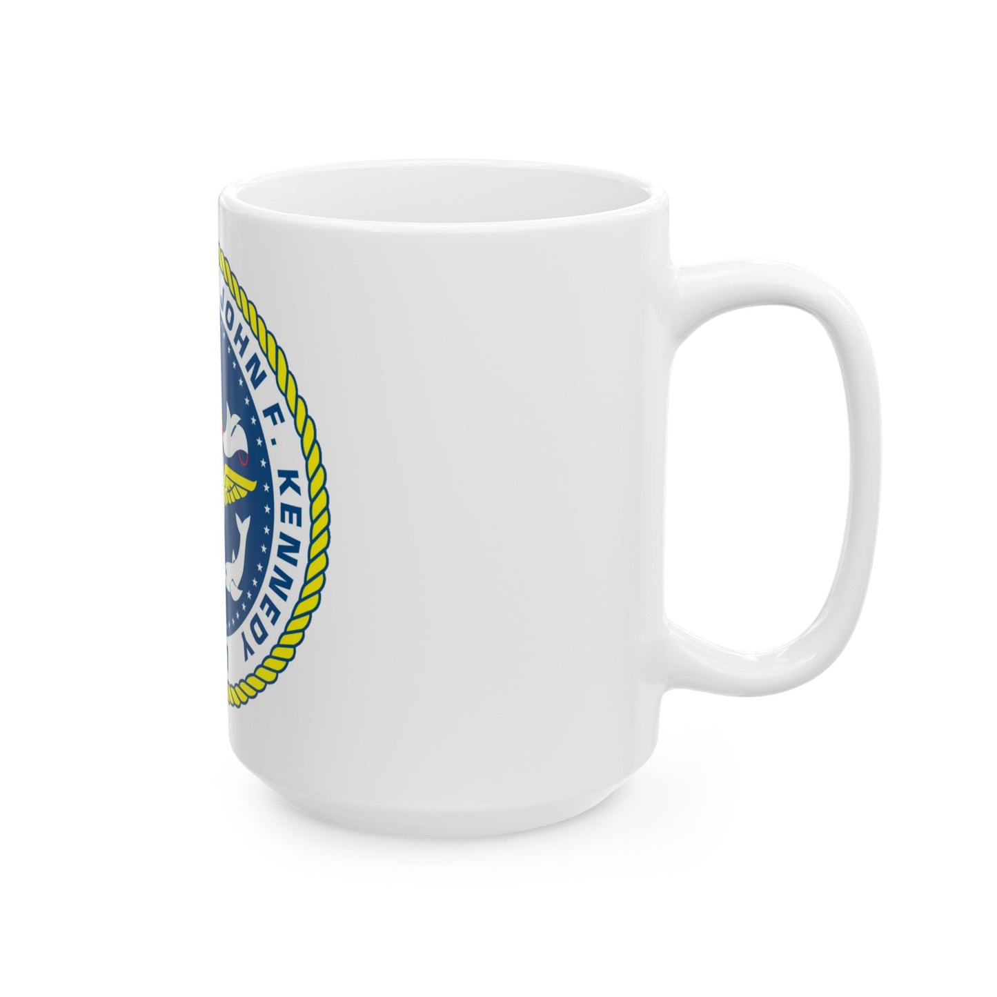 United States Ship John F Kennedy CV 67 (U.S. Navy) White Coffee Mug-The Sticker Space