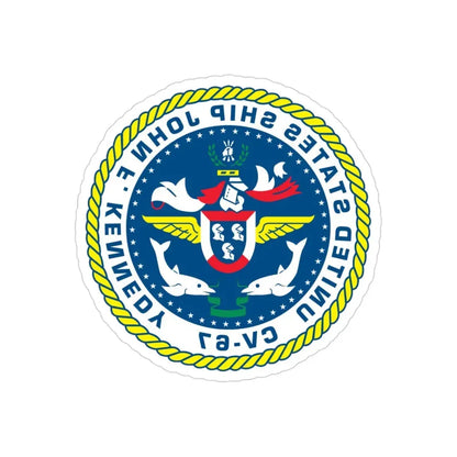 United States Ship John F Kennedy CV 67 (U.S. Navy) REVERSE PRINT Transparent Die-Cut STICKER 3 Inch Die-Cut Transparent - The Sticker Space