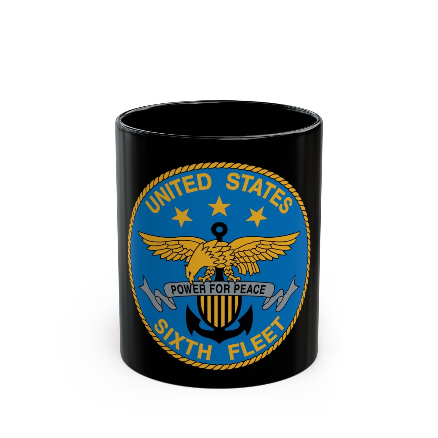 United States Sixth Fleet (U.S. Navy) Black Coffee Mug-11oz-The Sticker Space