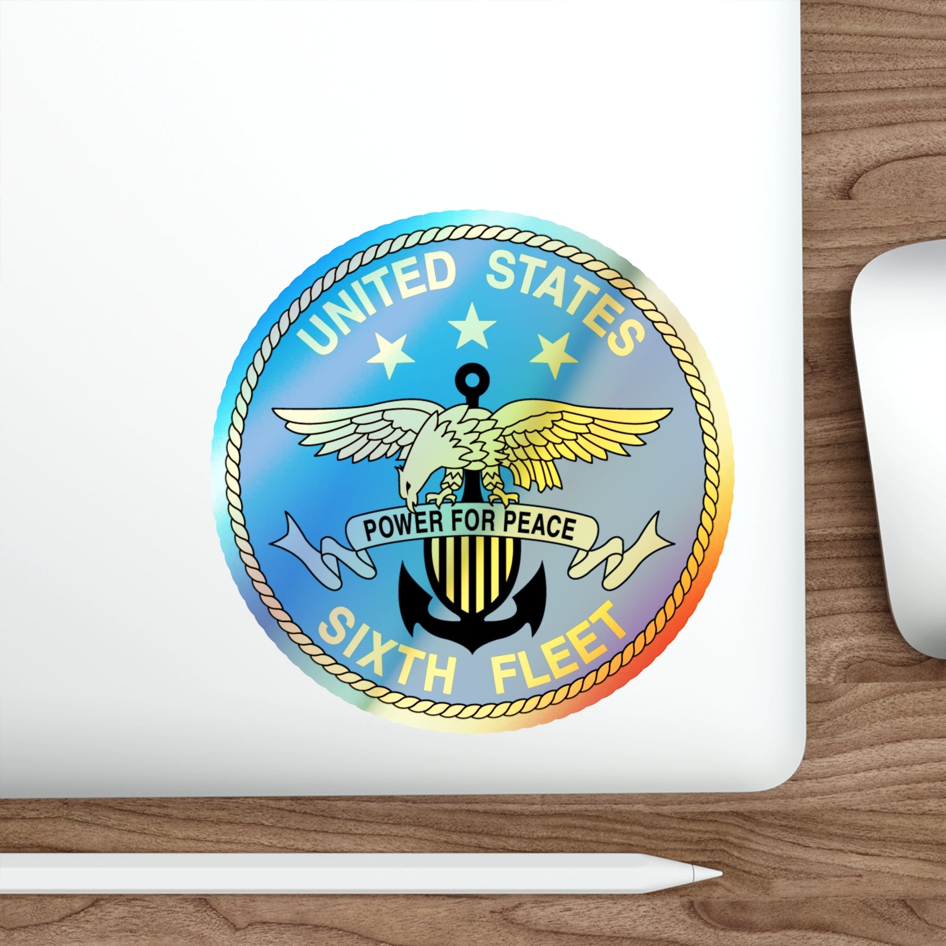 United States Sixth Fleet (U.S. Navy) Holographic STICKER Die-Cut Vinyl Decal-The Sticker Space