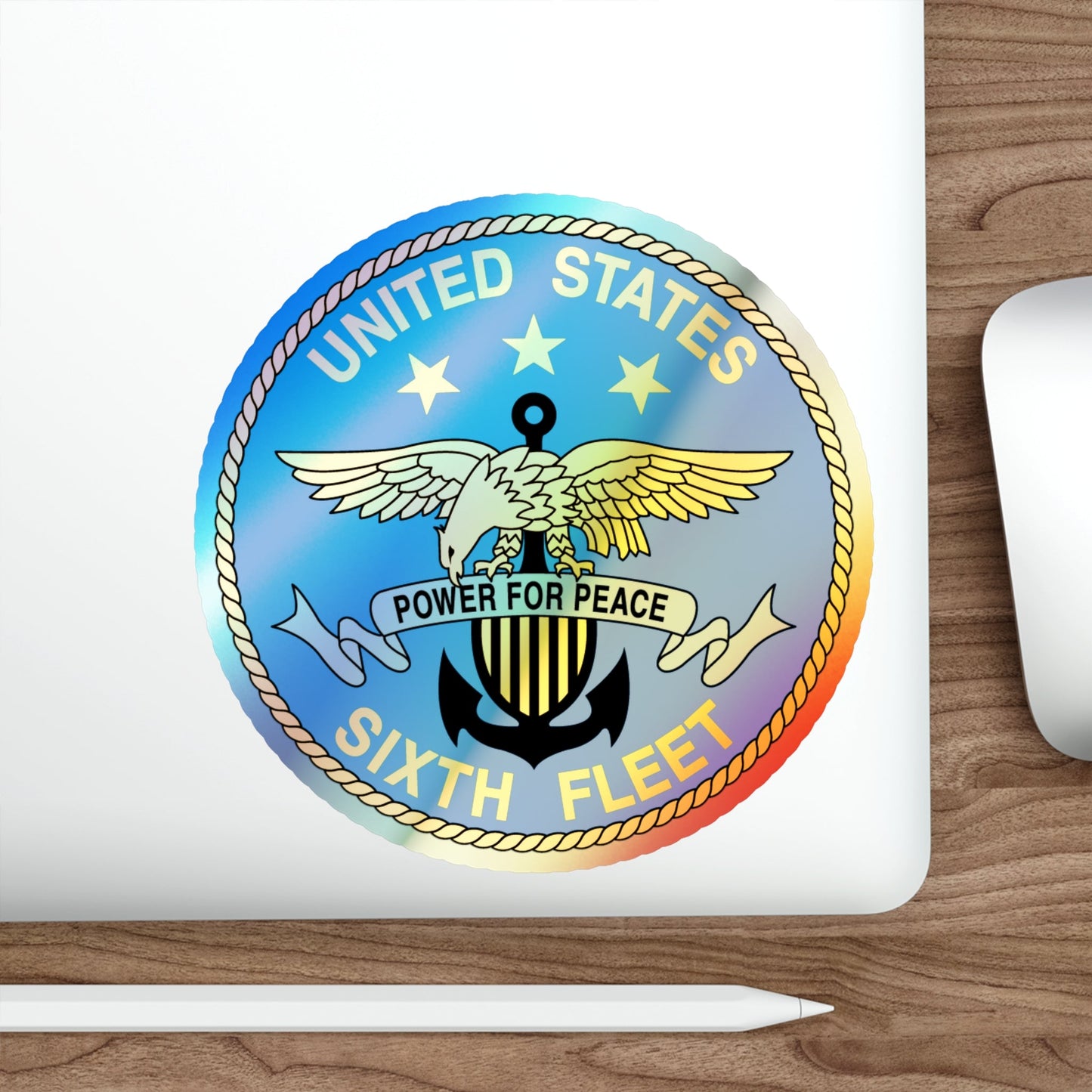 United States Sixth Fleet (U.S. Navy) Holographic STICKER Die-Cut Vinyl Decal-The Sticker Space