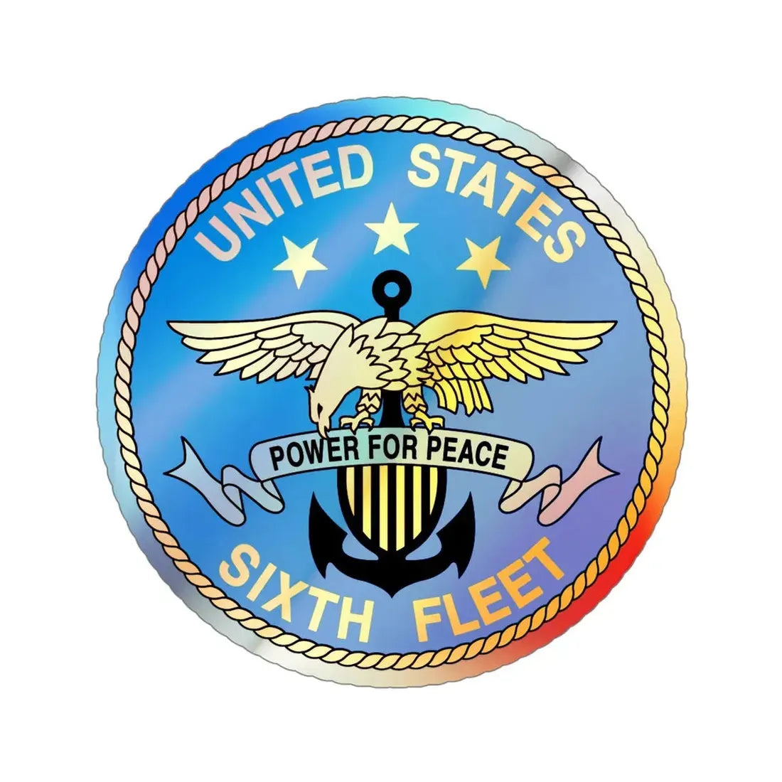 United States Sixth Fleet (U.S. Navy) Holographic STICKER Die-Cut Vinyl Decal 5 Inch Holographic - The Sticker Space