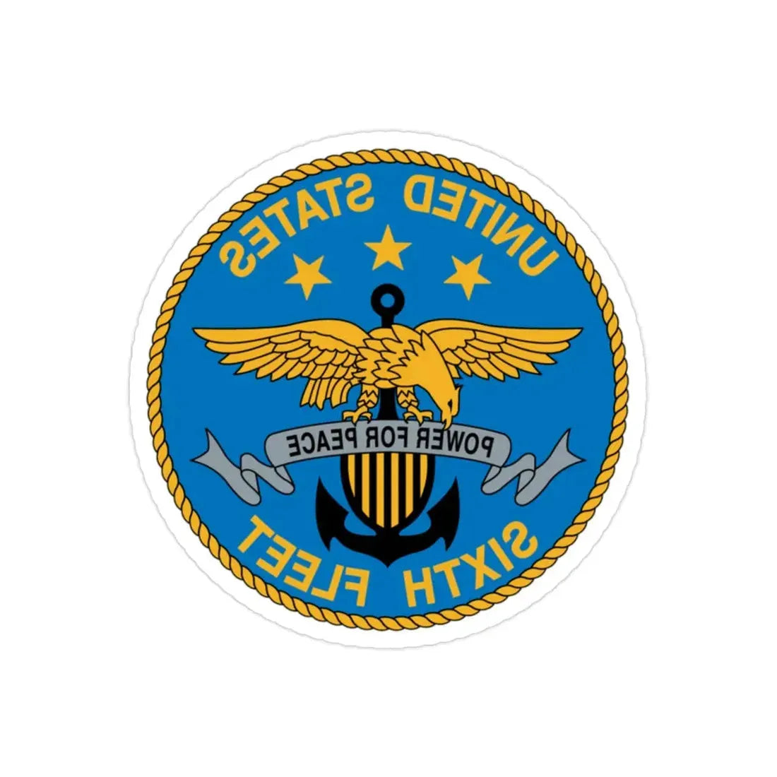 United States Sixth Fleet (U.S. Navy) REVERSE PRINT Transparent Die-Cut STICKER 2 Inch Die-Cut Transparent - The Sticker Space