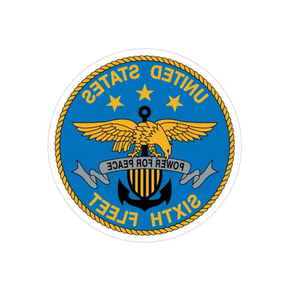 United States Sixth Fleet (U.S. Navy) REVERSE PRINT Transparent Die-Cut STICKER 2 Inch Die-Cut Transparent - The Sticker Space