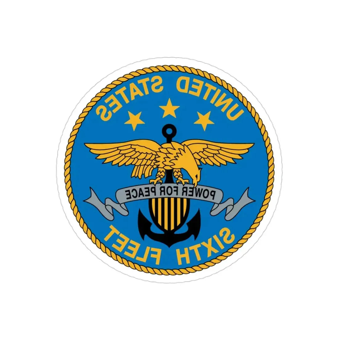 United States Sixth Fleet (U.S. Navy) REVERSE PRINT Transparent Die-Cut STICKER 3 Inch Die-Cut Transparent - The Sticker Space