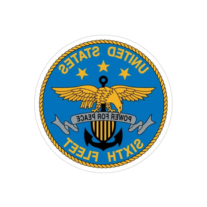 United States Sixth Fleet (U.S. Navy) REVERSE PRINT Transparent Die-Cut STICKER 3 Inch Die-Cut Transparent - The Sticker Space