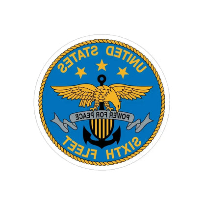 United States Sixth Fleet (U.S. Navy) REVERSE PRINT Transparent Die-Cut STICKER 4 Inch Die-Cut Transparent - The Sticker Space