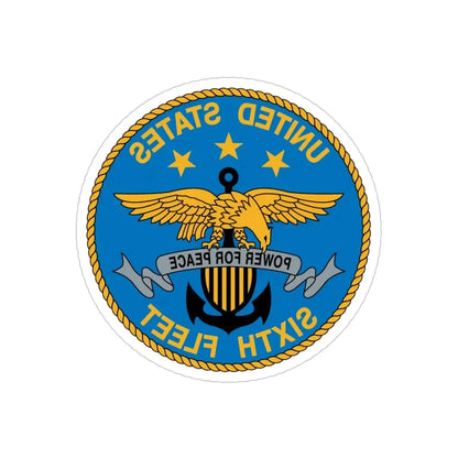 United States Sixth Fleet (U.S. Navy) REVERSE PRINT Transparent Die-Cut STICKER 5 Inch Die-Cut Transparent - The Sticker Space