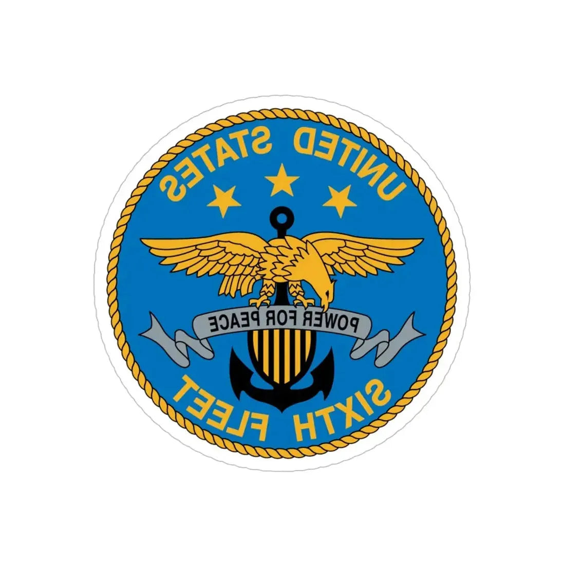 United States Sixth Fleet (U.S. Navy) REVERSE PRINT Transparent Die-Cut STICKER 6 Inch Die-Cut Transparent - The Sticker Space