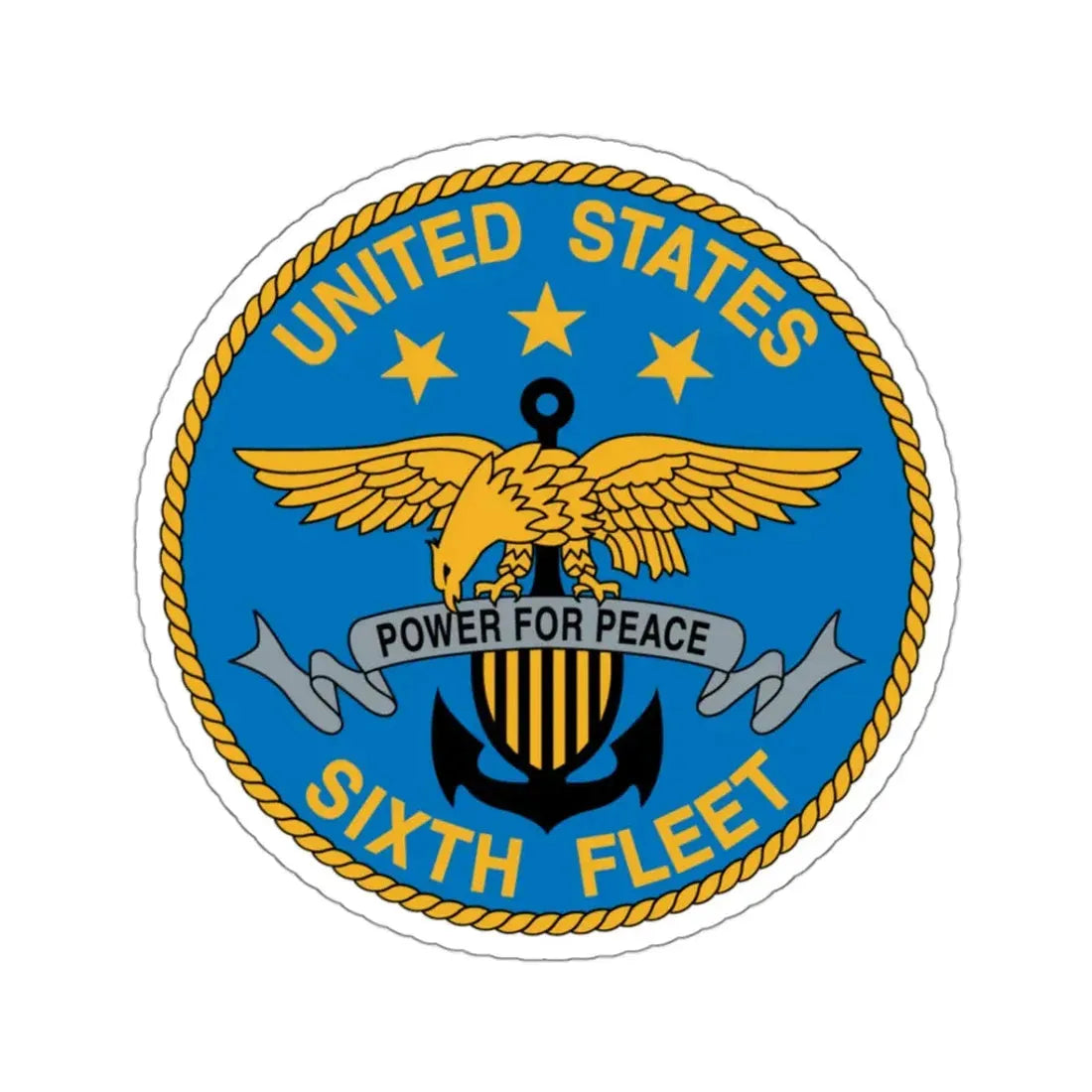 United States Sixth Fleet (U.S. Navy) STICKER Vinyl Kiss-Cut Decal 3 Inch White - The Sticker Space