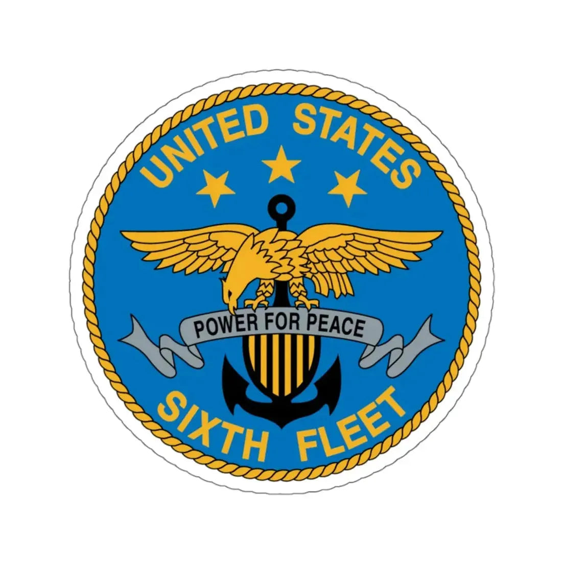 United States Sixth Fleet (U.S. Navy) STICKER Vinyl Kiss-Cut Decal 4 Inch White - The Sticker Space