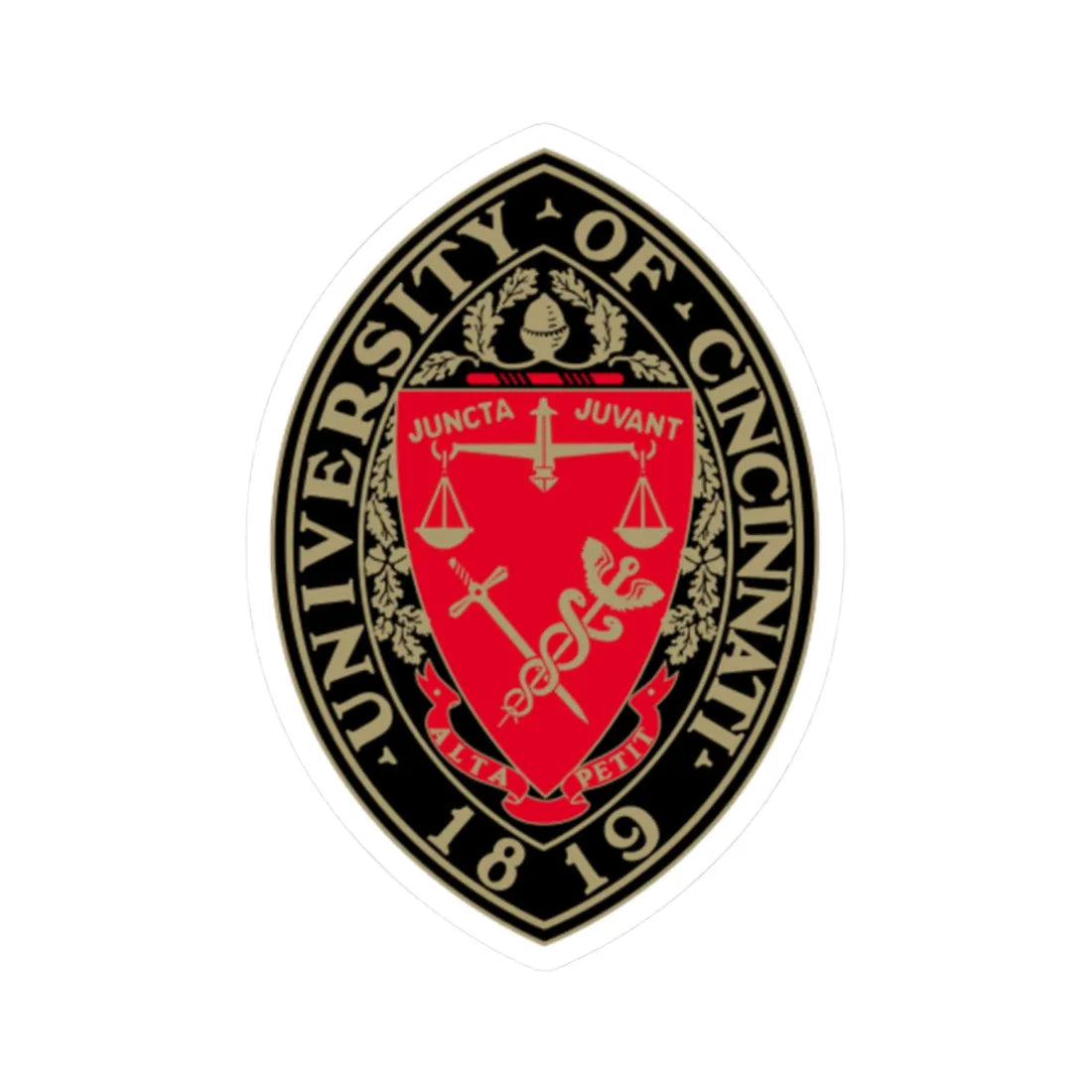 University of Cincinnati seal (United States) (Coat of Arms) STICKER Vinyl Kiss-Cut Decal 2 Inch White - The Sticker Space