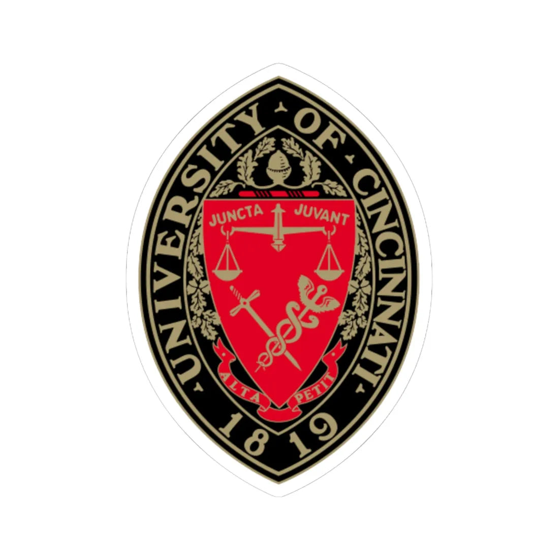 University of Cincinnati seal (United States) (Coat of Arms) STICKER Vinyl Kiss-Cut Decal 6 Inch White - The Sticker Space