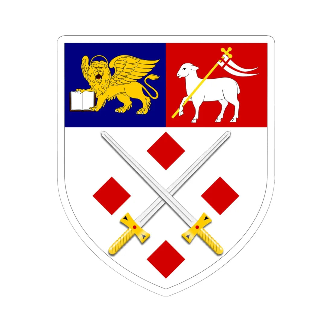 University of St Mark and St John arms (United Kingdom) (Coat of Arms) STICKER Vinyl Kiss-Cut Decal 6 Inch White - The Sticker Space