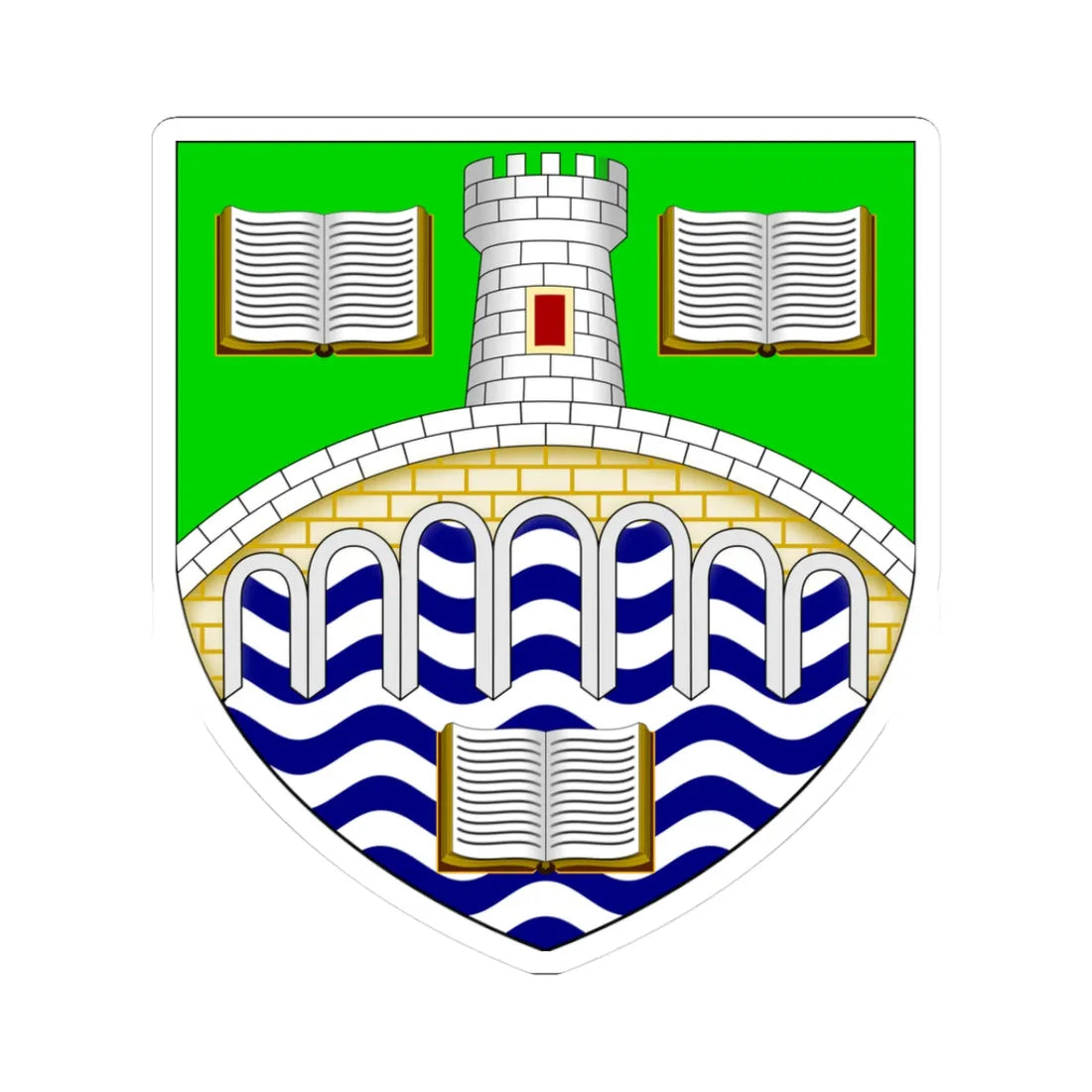 University of Stirling arms (Scotland) (Coat of Arms) STICKER Vinyl Kiss-Cut Decal 3 Inch White - The Sticker Space