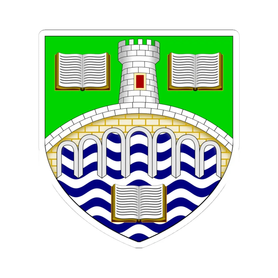 University of Stirling arms (Scotland) (Coat of Arms) STICKER Vinyl Kiss-Cut Decal 4 Inch White - The Sticker Space